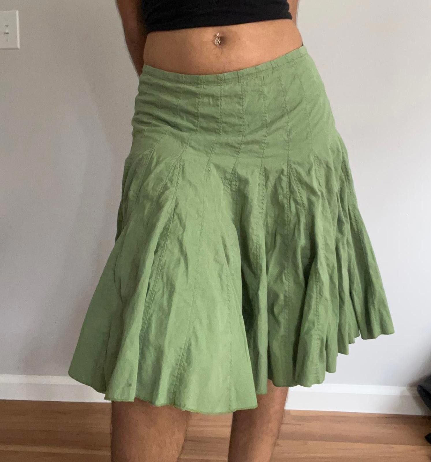 Other Women’s green cotton pleated skirt Size 27" / US 4 / IT 40 - 1 Thumbnail