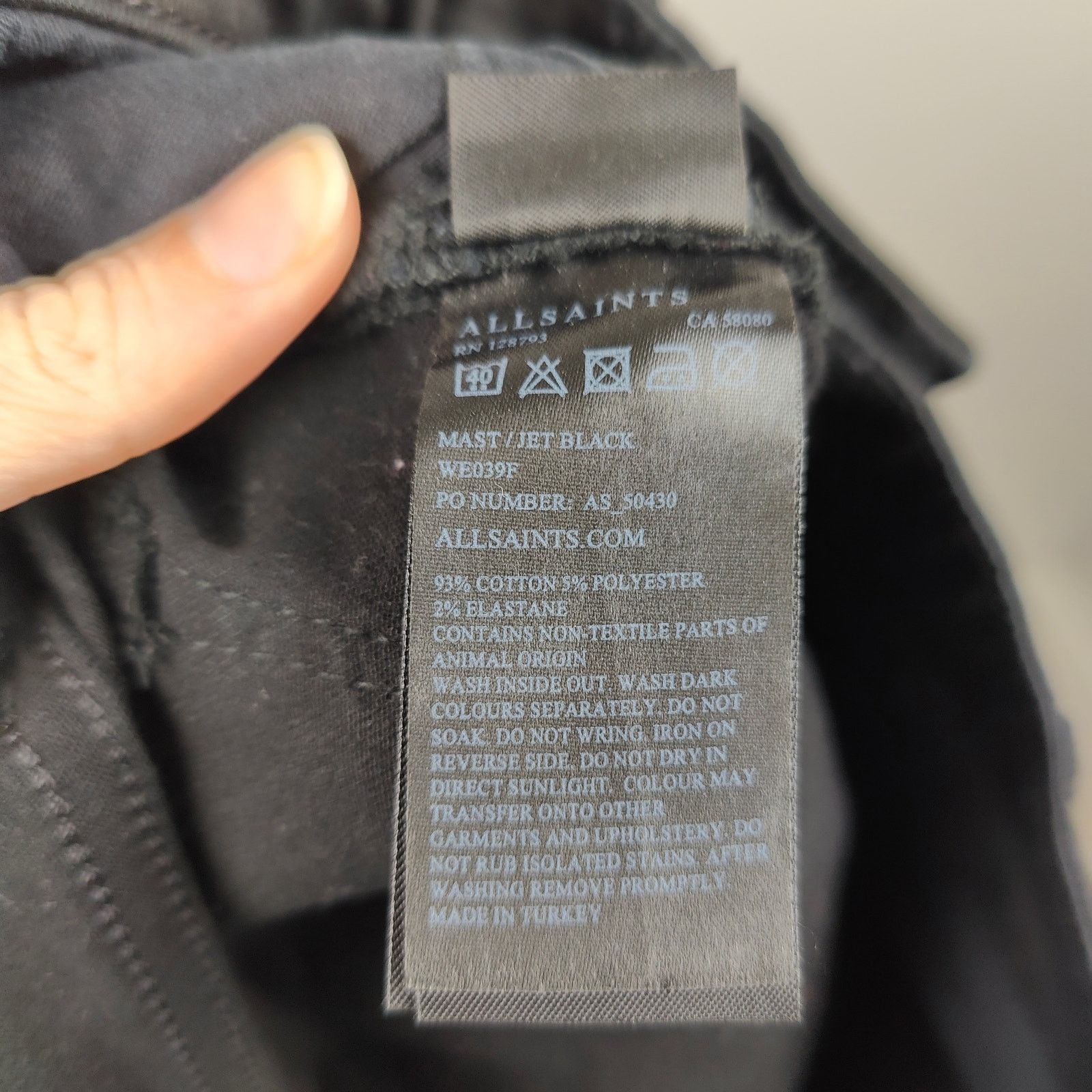 Other AllSaints Mast Fit Jeans Mens 31 Black Cotton Chinos Size US 31 - 8 Thumbnail