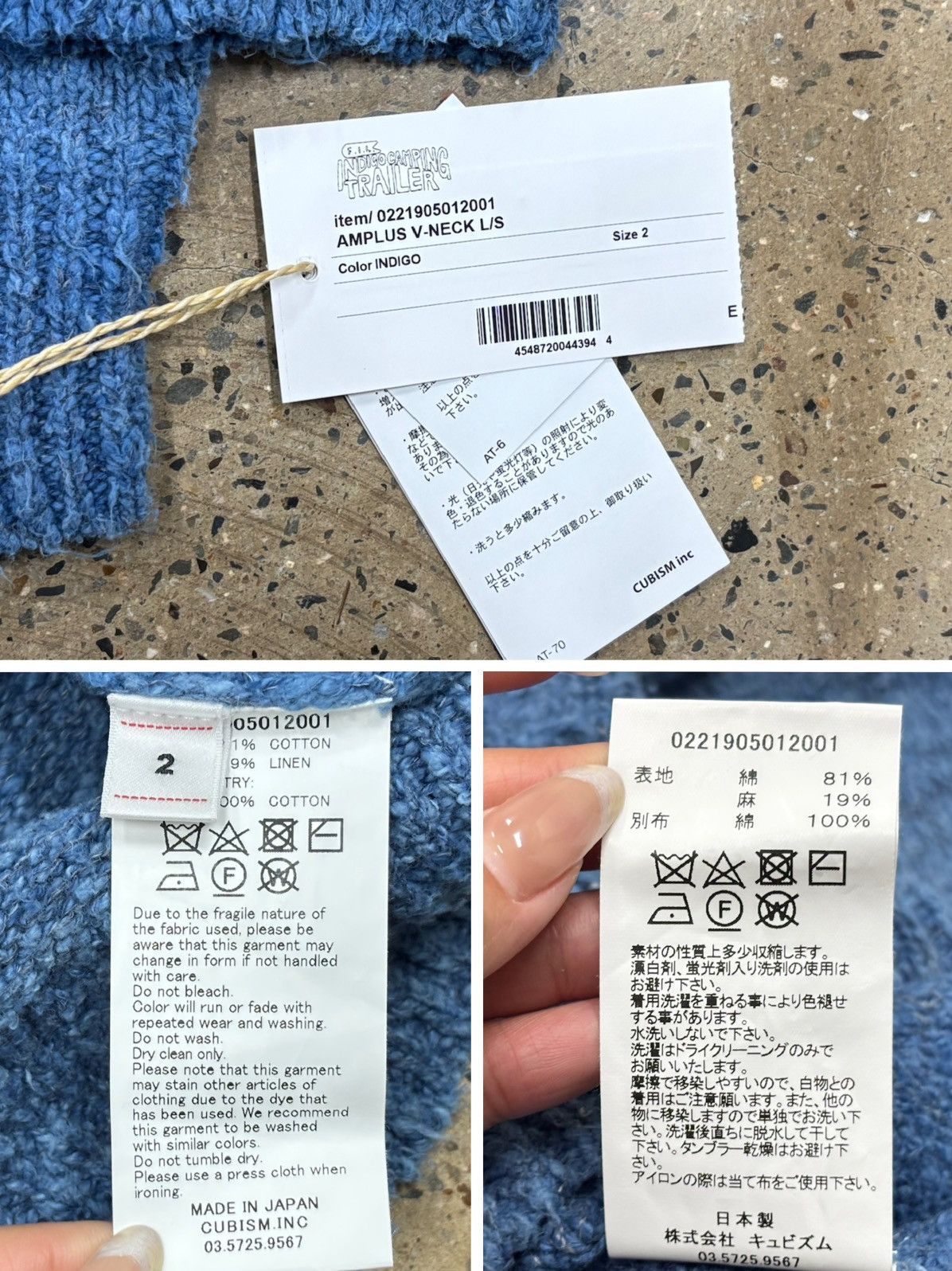 Visvim Visvim ICT Amplus V-Neck L/S Indigo Size US M / EU 48-50 / 2 - 8 Thumbnail