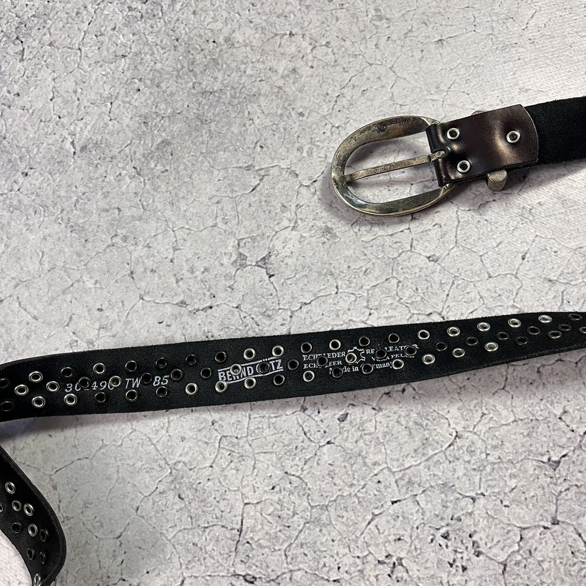 Designer × Leather Leather Belt With Crystals Avant Garde B.B Simon Style Size ONE SIZE - 3 Thumbnail