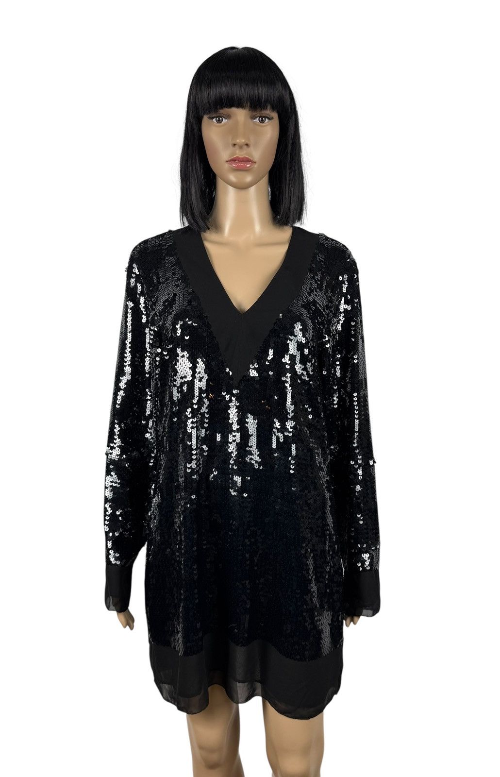 Karl Lagerfeld Karl Lagerfeld Mini Dress Sequins Mesh Decor size M V-Neck Size M / US 6-8 / IT 42-44 - 1 Thumbnail