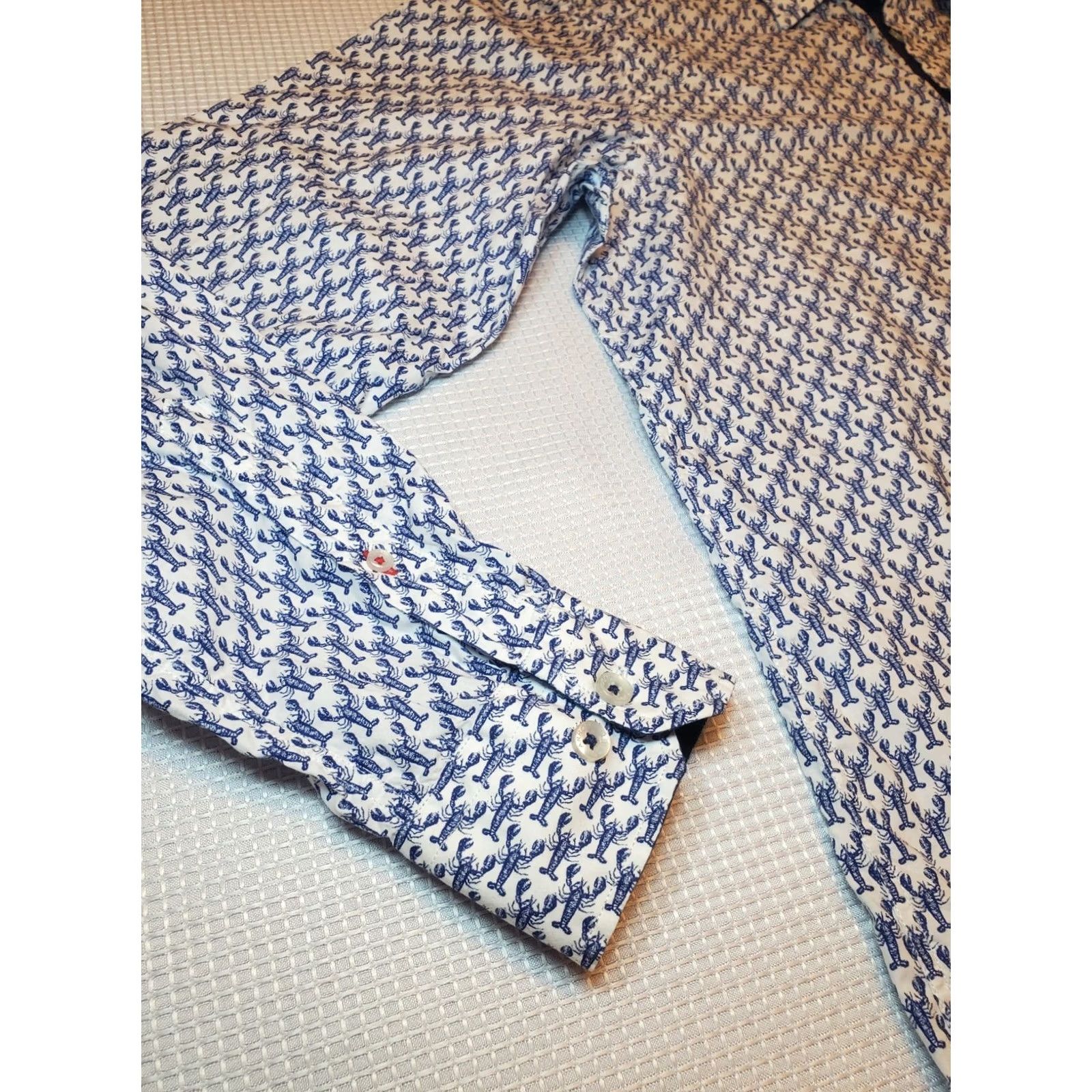 Arrow Arrow Sport Shirt Mens Medium Blue Long Sleeve Button Up Lobster Print Size US XL / EU 56 / 4 - 4 Thumbnail
