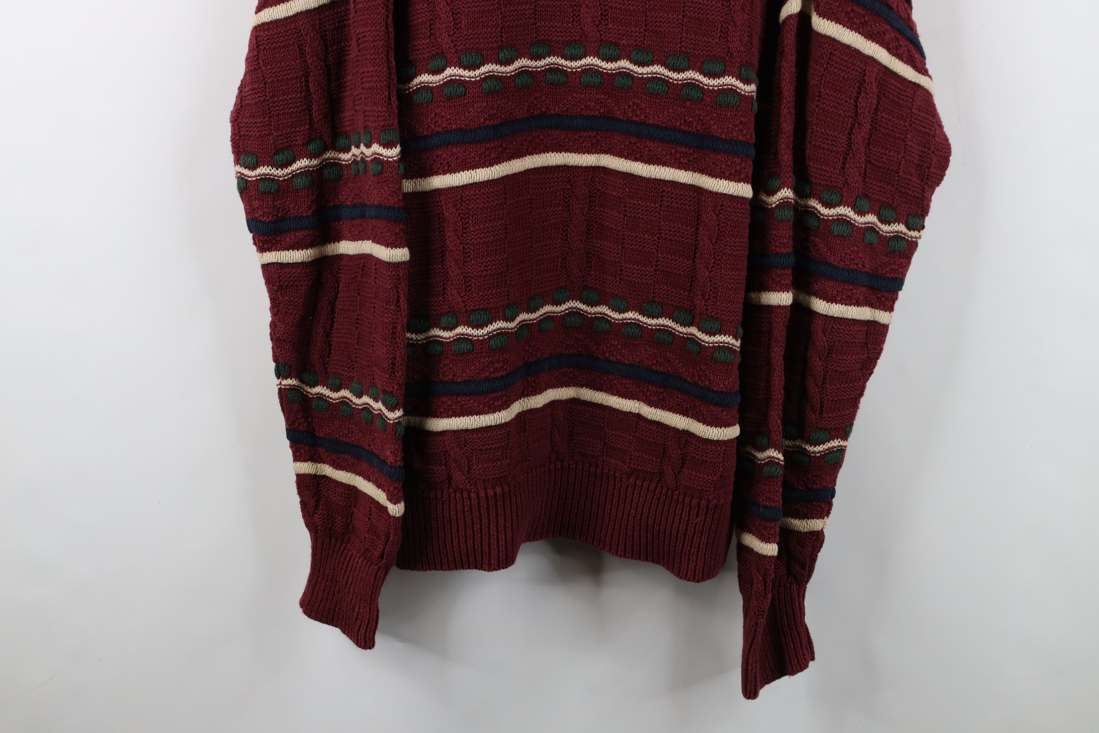 Vintage Vintage 90s Streetwear Ribbed Cable Knit Striped Sweater Size US L / EU 52-54 / 3 - 3 Thumbnail