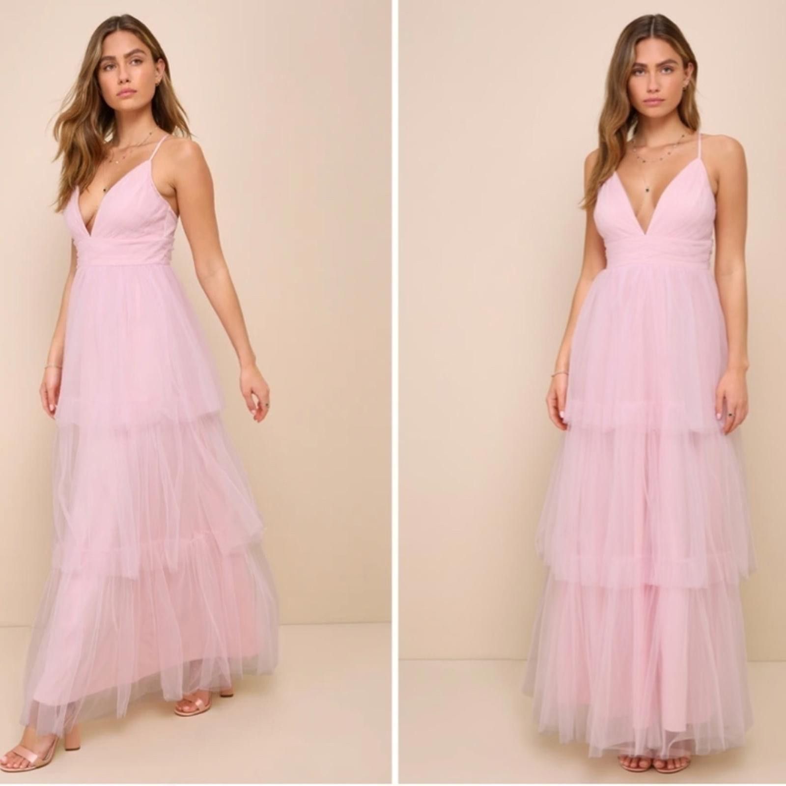 Lulus LULU's Prom Wedding Boho Romantic Tiered Ruffles Maxi Size L / US 10 / IT 46 - 1 Thumbnail