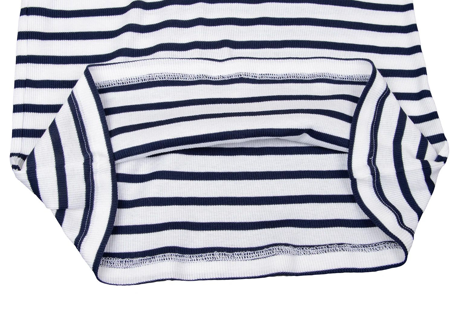 Jean Paul Gaultier Marine Stripe V-Neck Ribbed T-Shirt in Navy and Off-White Size US L / EU 52-54 / 3 - 11 Thumbnail
