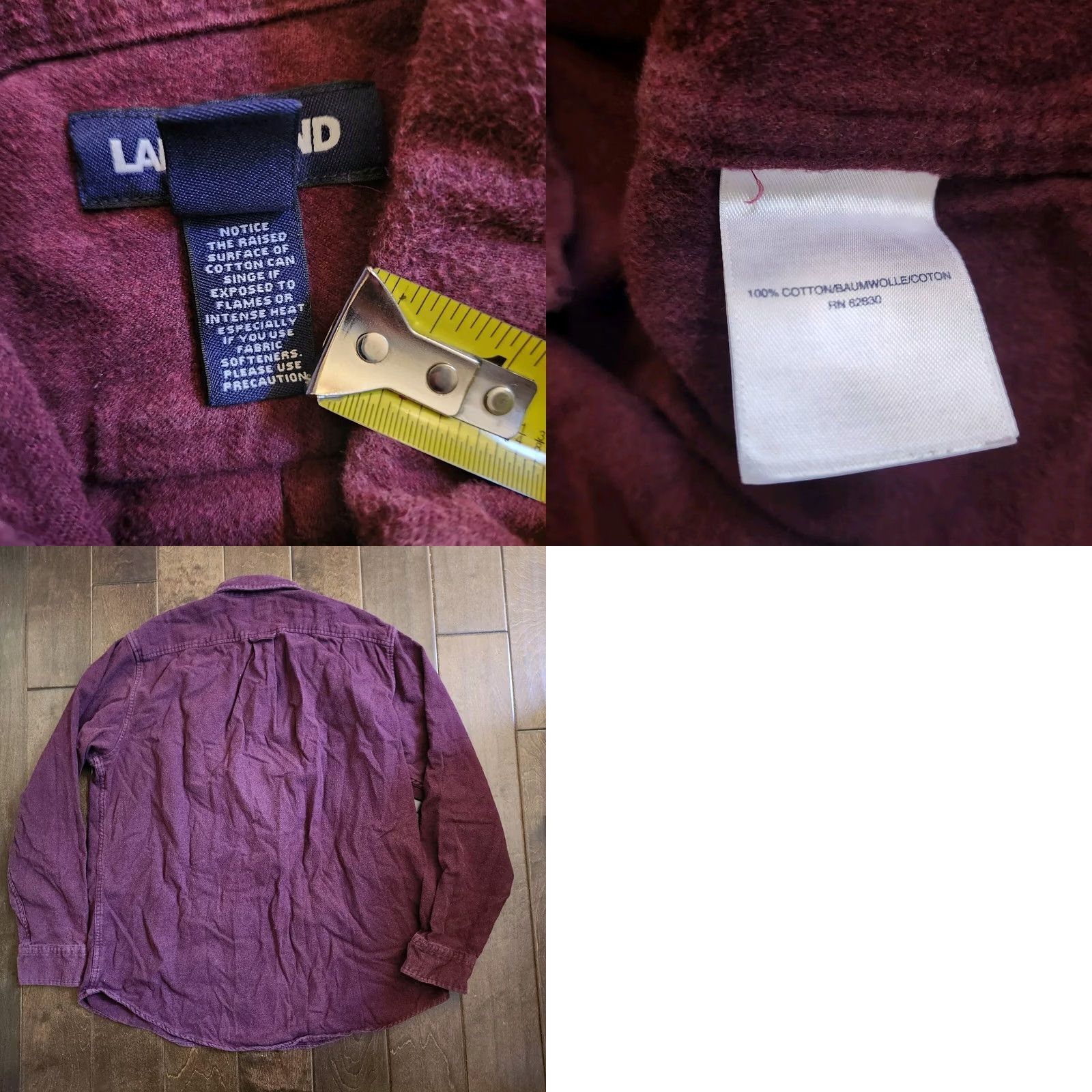 Lands' End Lands' End Men Burgundy Pocket Button-Up Shirt - Size L Regular Fit Long Sleeve Collared Cotton Button Closure N/A Size US L / EU 52-54 / 3 - 9 Thumbnail