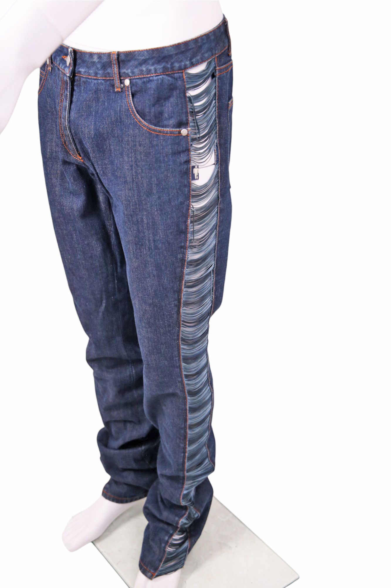 Jean Paul Gaultier 1990's Blue Cut-out Wide Jeans Size US 31 - 7 Thumbnail