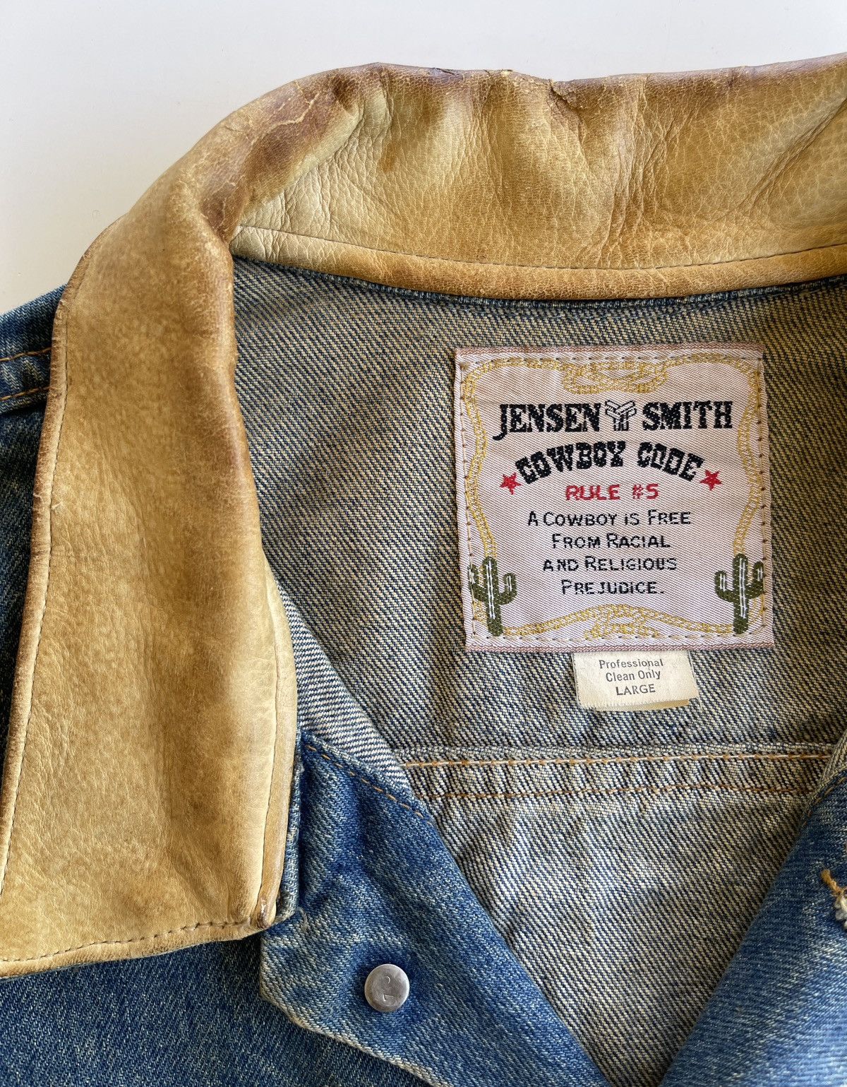 Vintage 1980s Cowboy Code Dirty Denim Jacket Size US L / EU 52-54 / 3 - 19 Thumbnail