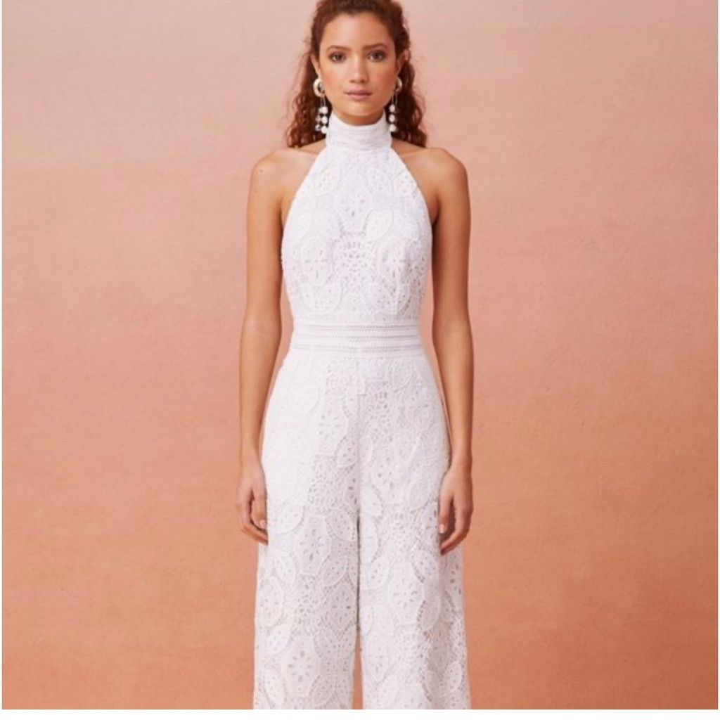 Other Keepsake White Halter Lace Jumpsuit Size M Size 32" / US 10 / IT 46 - 5 Thumbnail