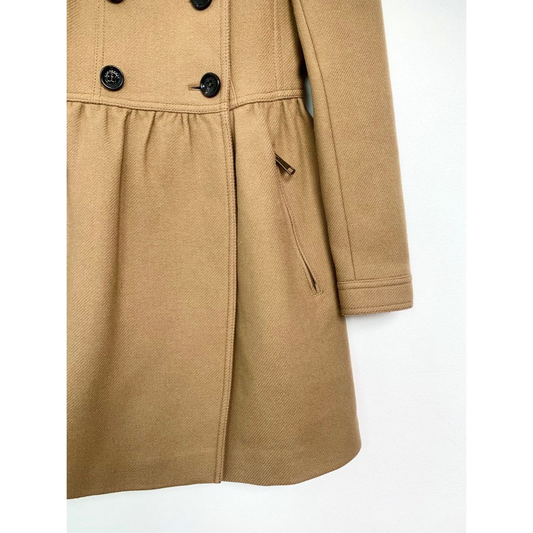 Burberry Burberry Brit Womens Camel Double-Breasted Wool Blend Coat W Size XS / US 0-2 / IT 36-38 - 4 Thumbnail