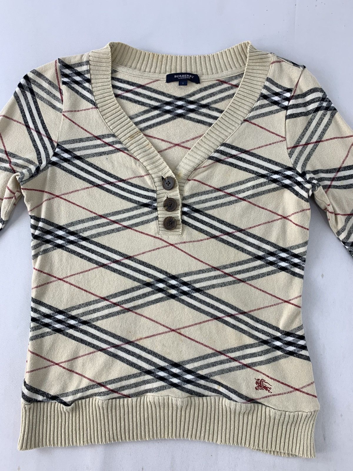 Burberry Hype Burberry London Nova Checked Monogram Knitwear Sweater Size XS / US 0-2 / IT 36-38 - 3 Thumbnail