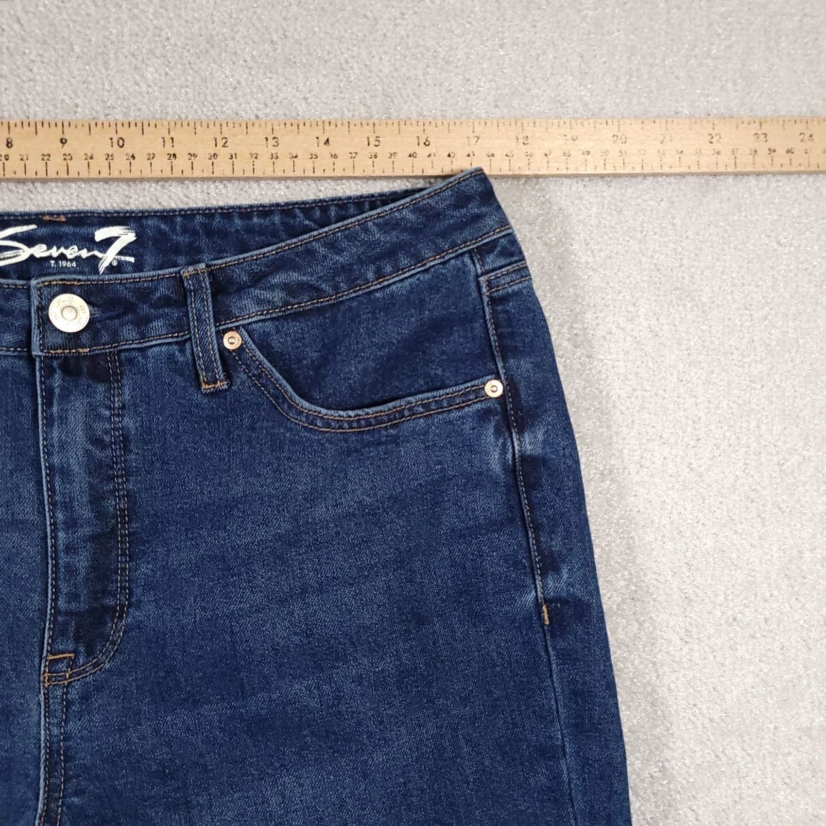 7 For All Mankind VINTAGE Seven 7 Jeans Women's 12 Denim Slim Straight Jean Stretch Mid-Rise Size 34" / US 12 / IT 48 - 5 Thumbnail