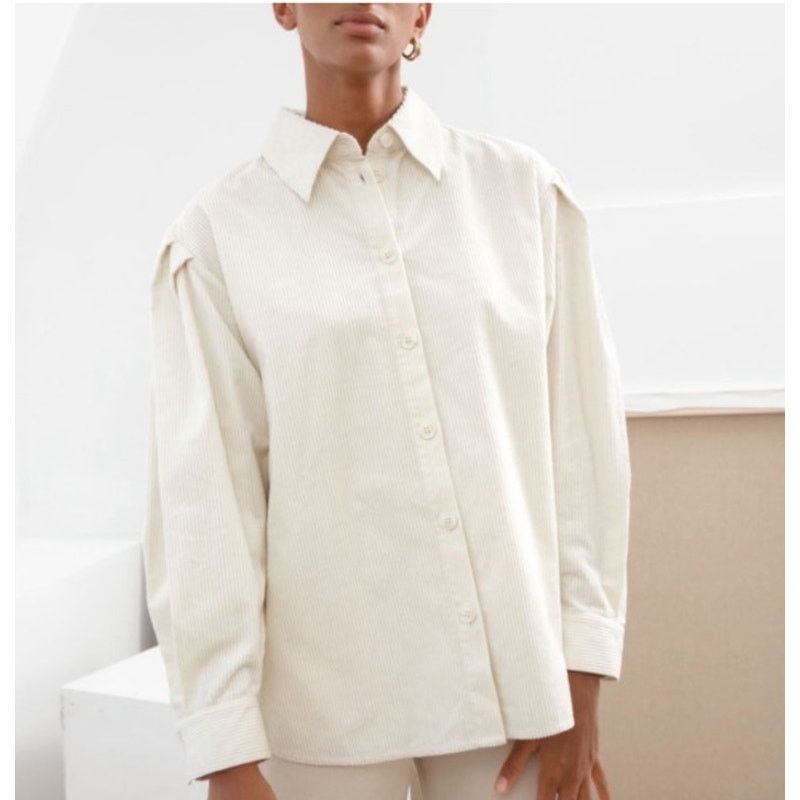 & Other Stories & Other Stories Cream Corduroy Pleated Shoulder Shacket,sz 2 Size XS / US 0-2 / IT 36-38 - 1 Thumbnail