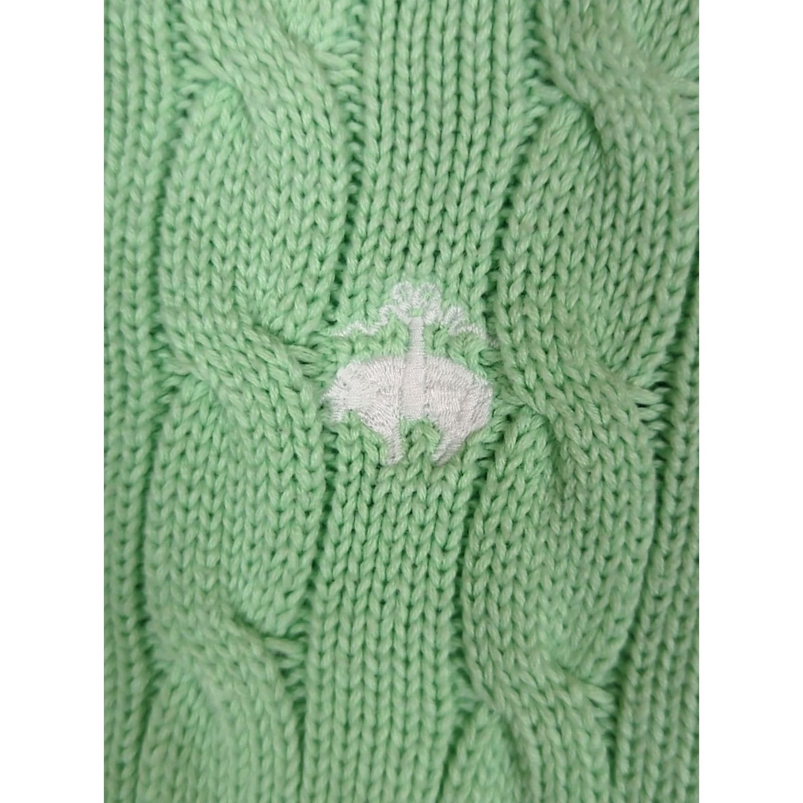 Brooks Brothers VINTAGE Brooks Brothers 346 Sweater Women's Crew Neck Cable Knit Cotton Lime Green Long Sleeve Pullover Embroidered Logo Classic Knit Size L / US 10 / IT 46 - 3 Thumbnail