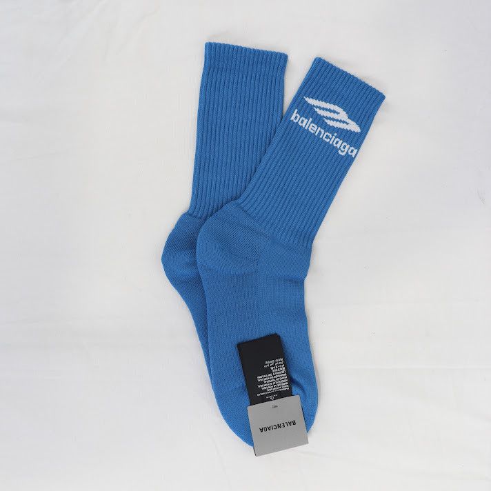 image of Balenciaga O1Rshd1 Sport Icon Tennis Socks In Blue, Men's