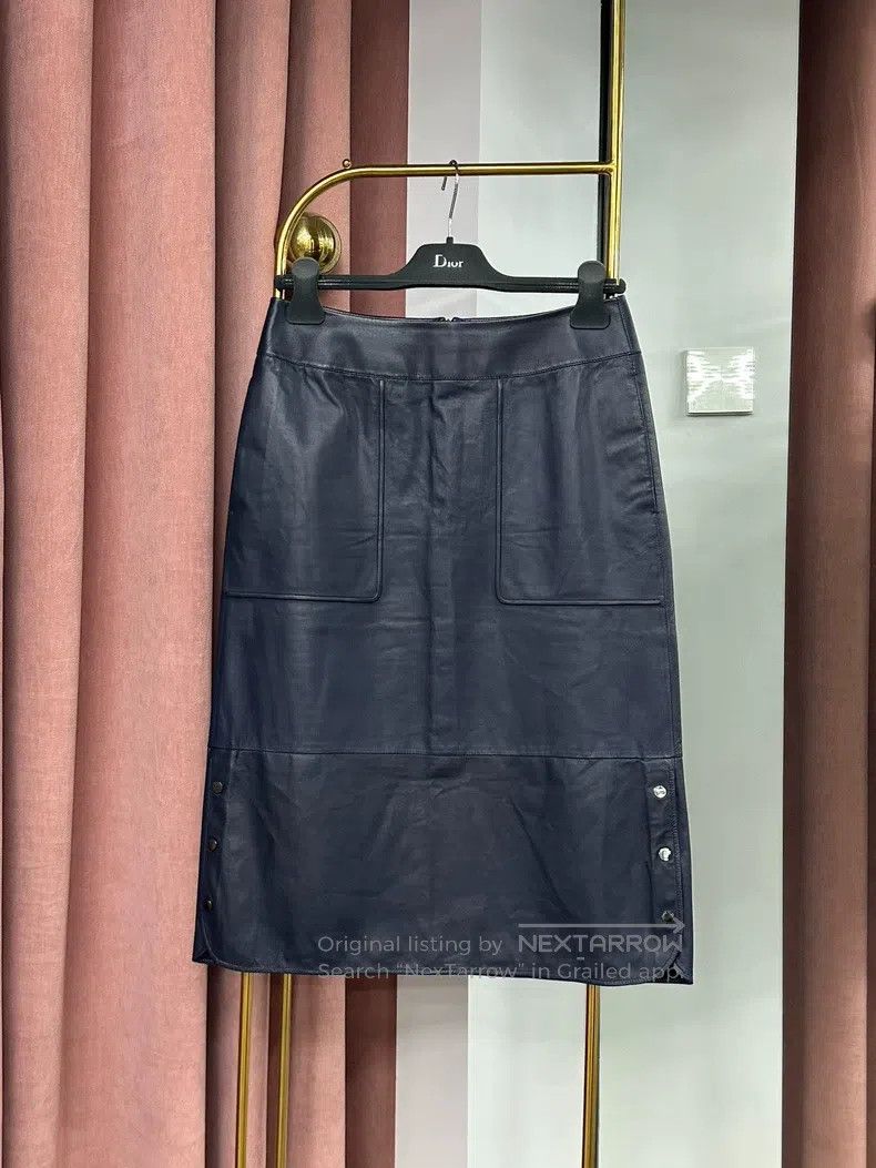 Loro Piana Loro Piana Blue Leather Skirt Size 26" / US 2 / IT 38 - 1 Thumbnail