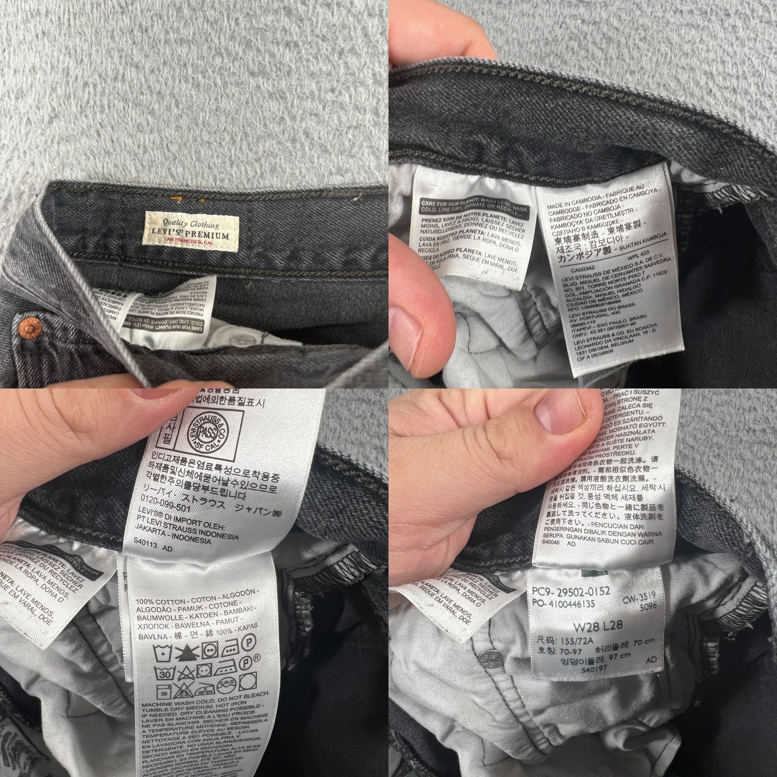 Levi's VINTAGE Levi's 501 Skinny Jeans Womens 30x28 Denim Distressed Black Fade Button Fly 90s Size 30" / US 8 / IT 44 - 8 Thumbnail