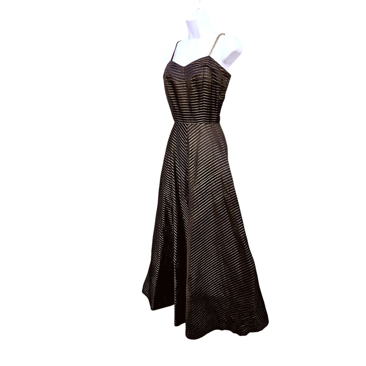 Other 50s Egyptian Black Gold Stripe Evening Gown Full Skirt XXS S Size XXS / US 00 / IT 34 - 6 Thumbnail