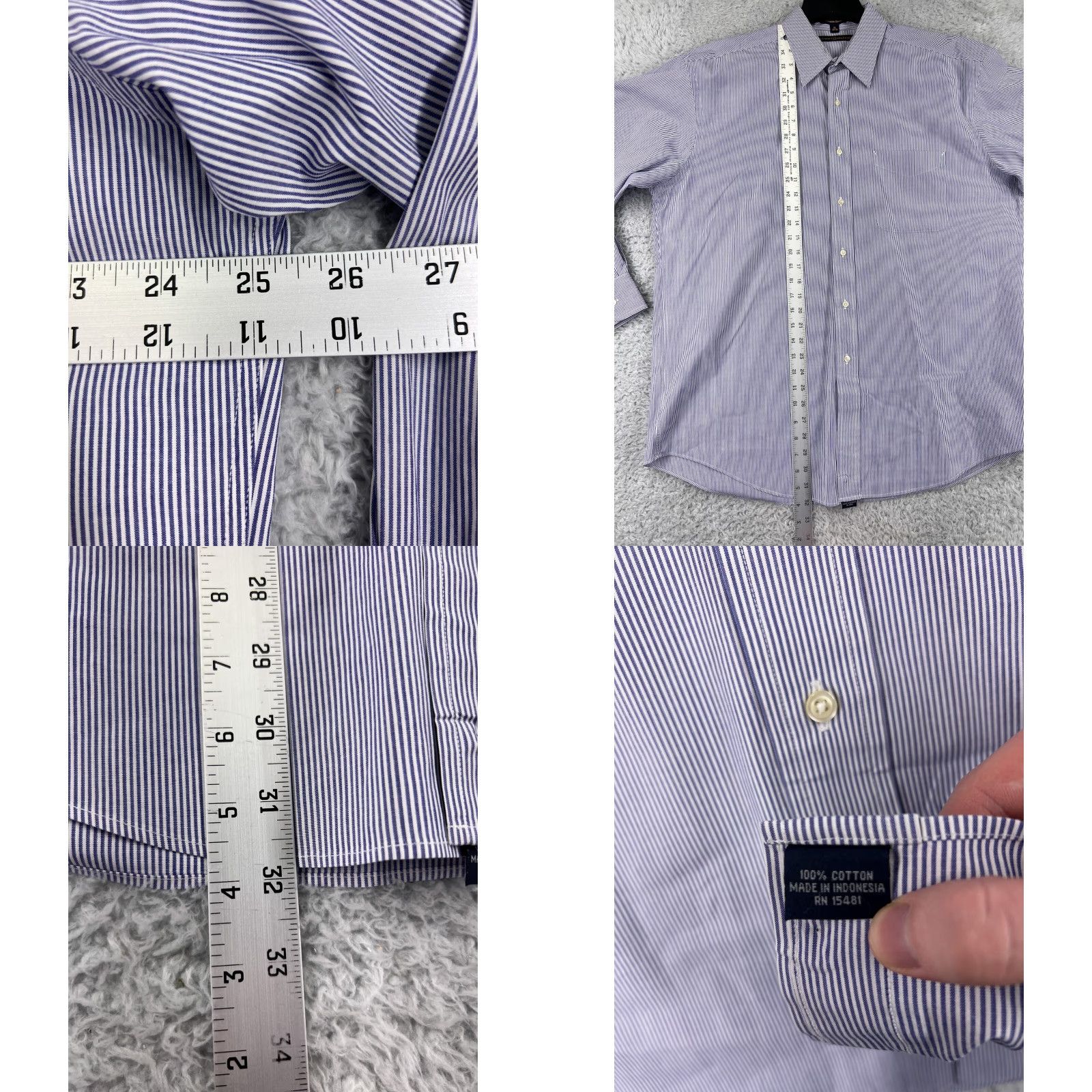 Tommy Hilfiger Tommy Hilfiger Shirt Mens 16 Blue White Long Sleeve Stripe American Classic Dress Shirt Mens Size US L / EU 52-54 / 3 - 9 Thumbnail