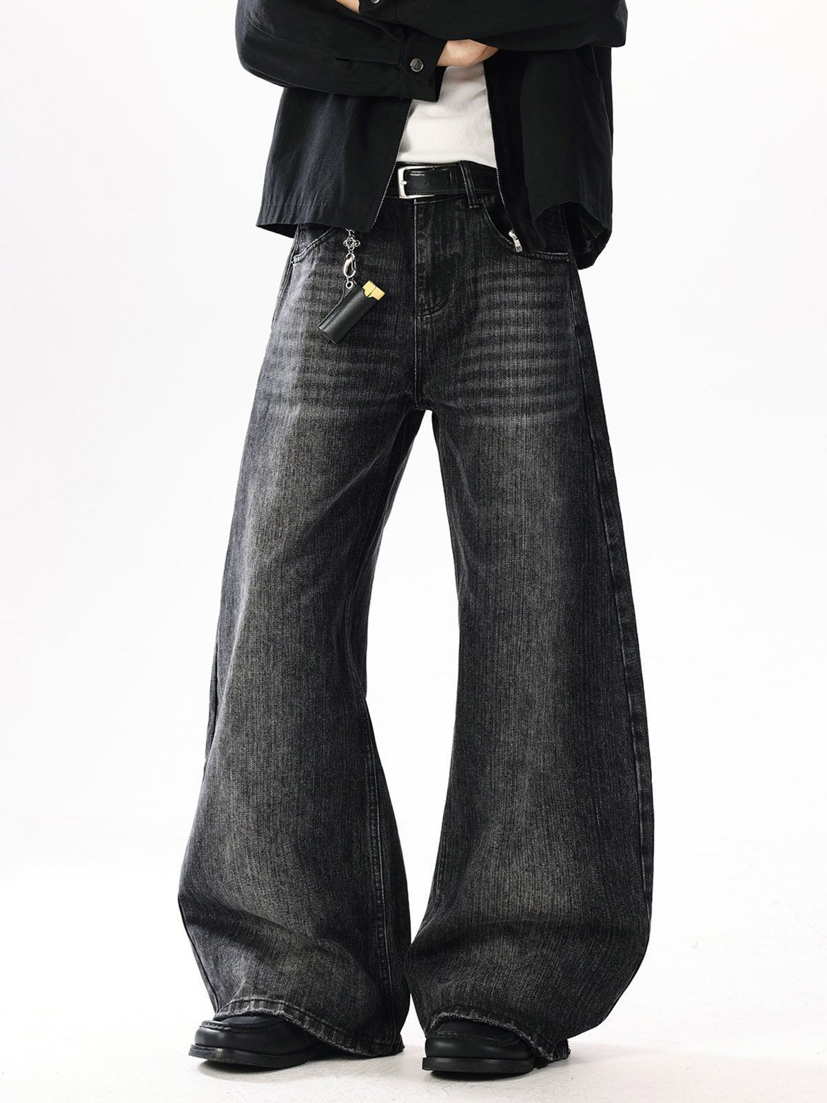 Vintage Retro Washed Paneled Loose Straight-Leg Scythe Jeans Size US 32 / EU 48 - 4 Thumbnail