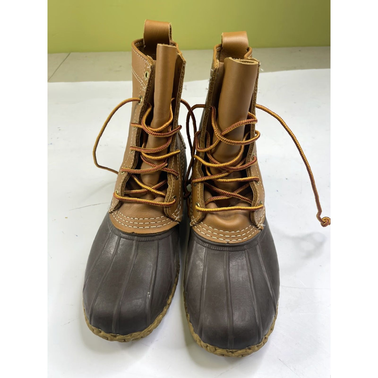 Vintage LL BEAN Women Brown Leather Rubber Lace Up Duck Boots 7 M Boots Rain Outdoor West Vintage No Size US 7 / IT 37 - 2 Thumbnail