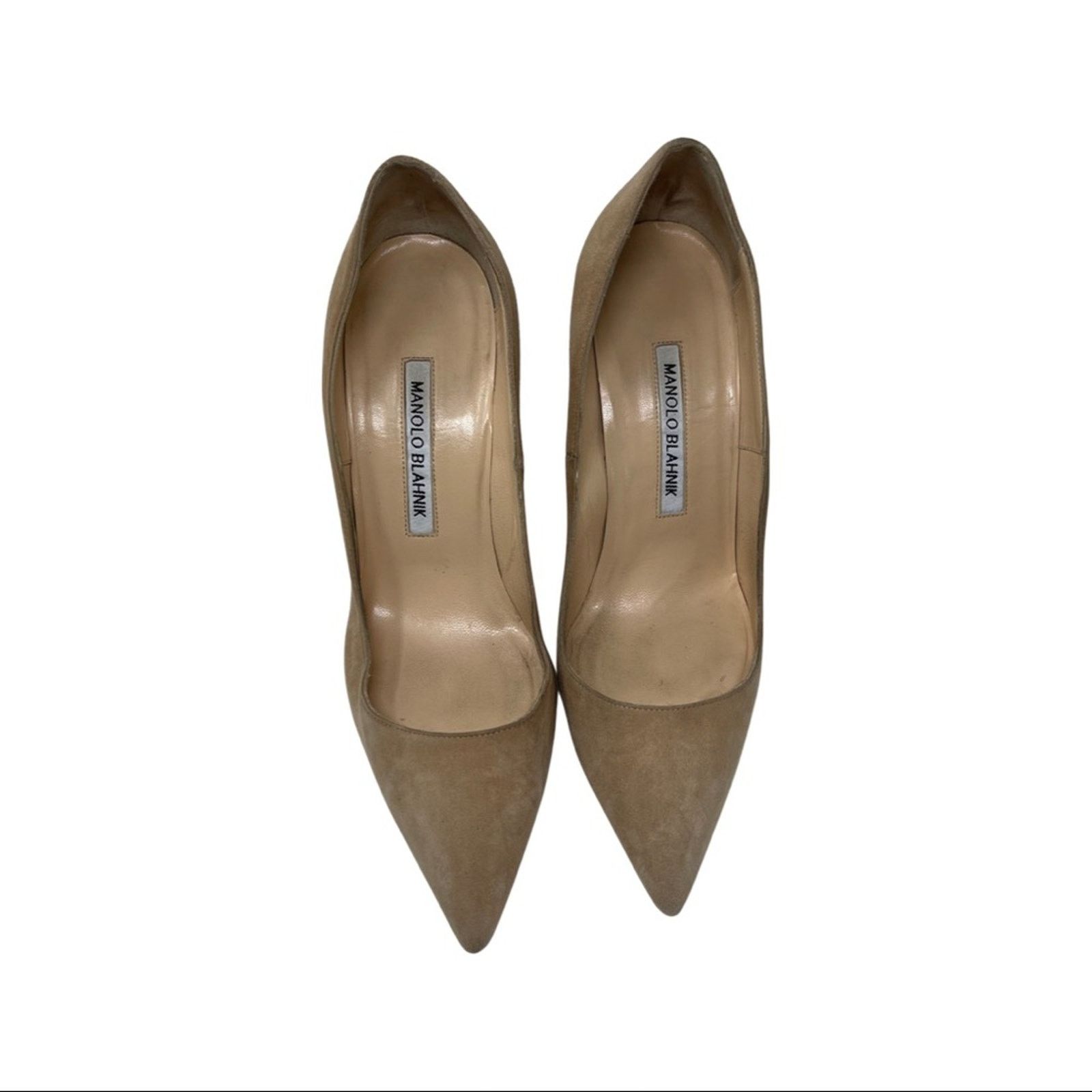 Manolo Blahnik Manolo Blahnik Bb Stone tan Suede Pointed Toe Pumps 37.5 Size US 7.5 / IT 37.5 - 2 Thumbnail