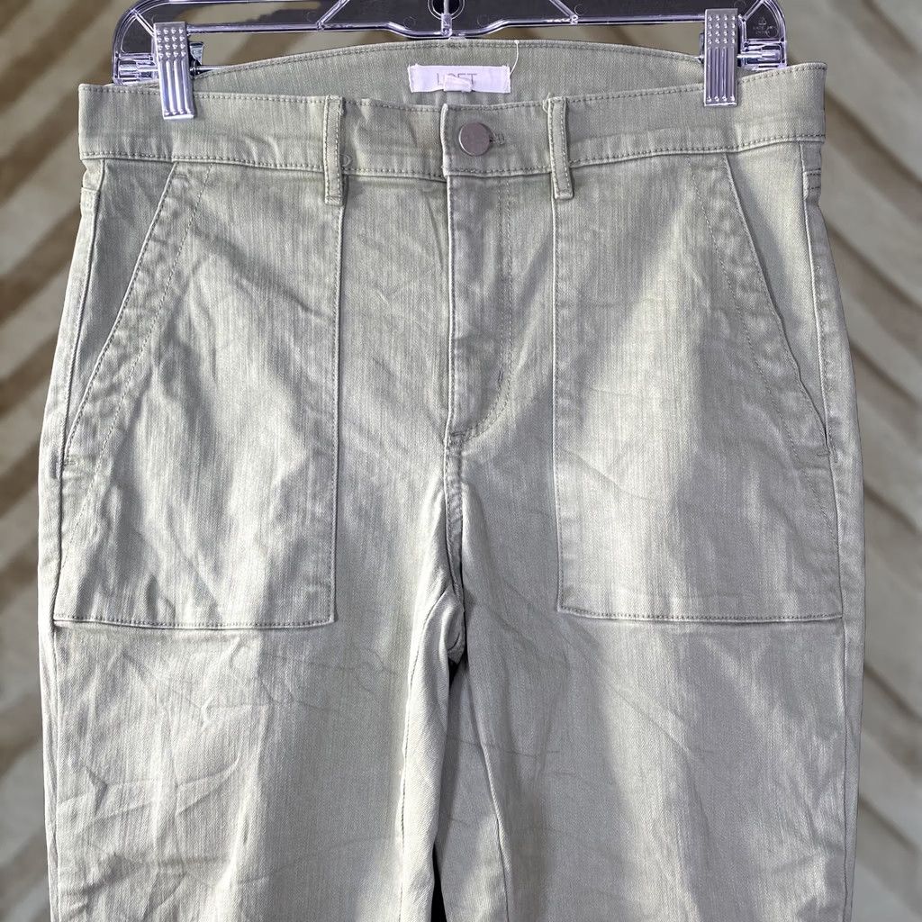 Ann Taylor LOFT Womens Pants Green Denim High Rise Slim Leg Raw Hems Stretch 6 Size 28" / US 6 / IT 42 - 1 Thumbnail