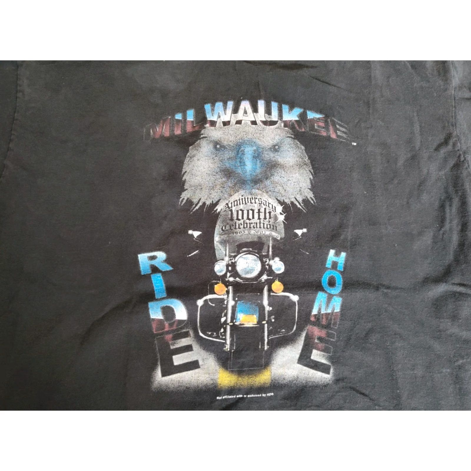 Delta VINTAGE Milwaukee 100th Anniversary Motorcycle Run T-Shirt XL Men Biker Graphic Print Distressed 90s Black Size US XL / EU 56 / 4 - 2 Thumbnail