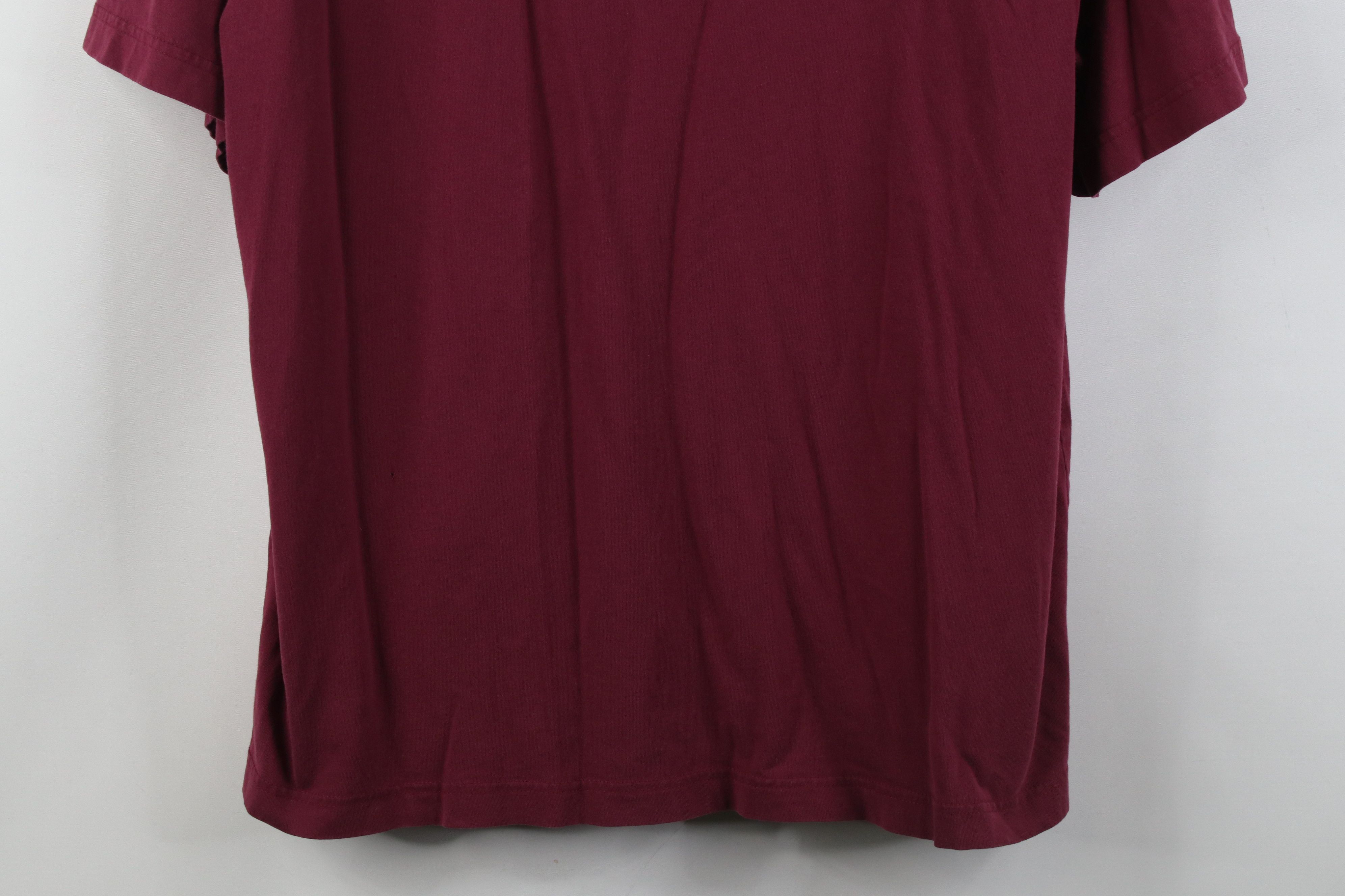 Lands' End Vintage Y2K Lands End Blank Cotton T-Shirt Burgundy Maroon Size US L / EU 52-54 / 3 - 3 Thumbnail