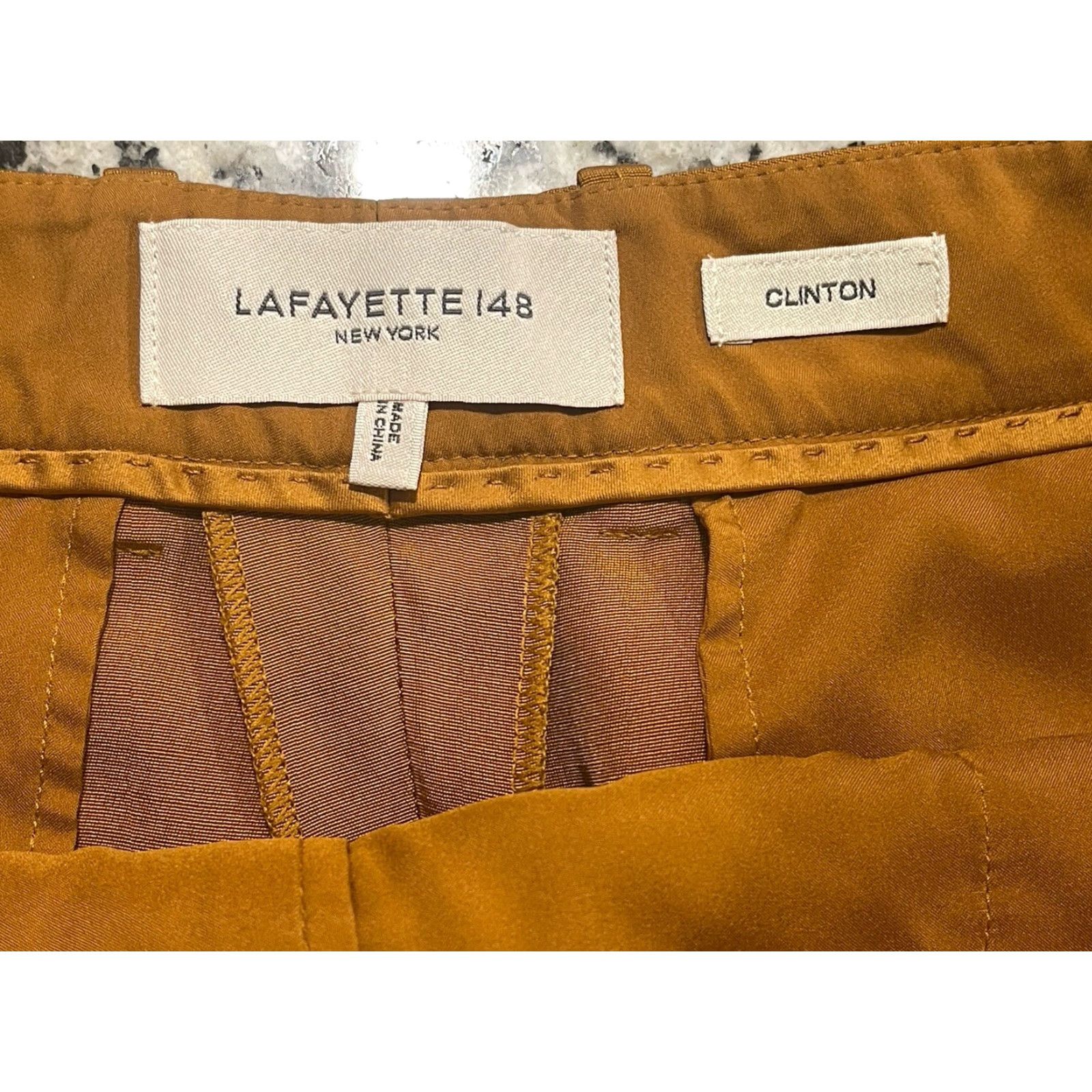 Vintage Lafayette 148 NY Wool/Silk Blend Pants Size 8 Wide Leg 28" Inseam Mustard Gold Dress Pants Women Classic Winter Glam Cocktail Size 30" / US 8 / IT 44 - 5 Thumbnail