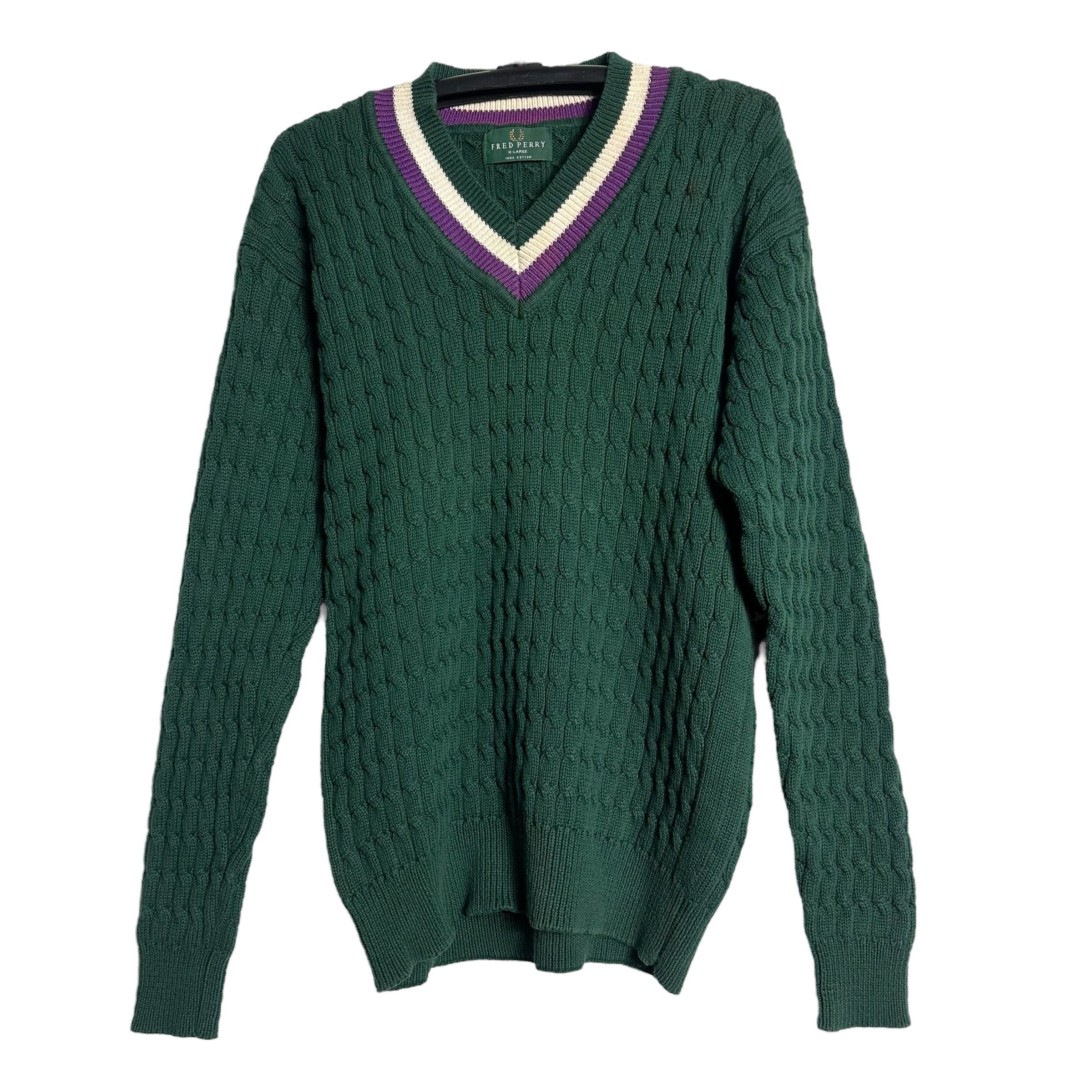 Fred Perry 🔥RARE🔥Vintage Fred Perry V-Neck Knitwear Size US XL / EU 56 / 4 - 1 Thumbnail
