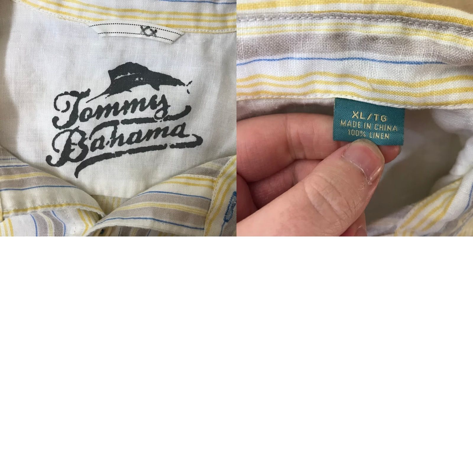 Tommy Bahama VINTAGE Tom​my Bahama Relax Striped Long Sleeve Button-Up Linen Shirt Yellow Blue XL Mens Size US XL / EU 56 / 4 - 8 Thumbnail
