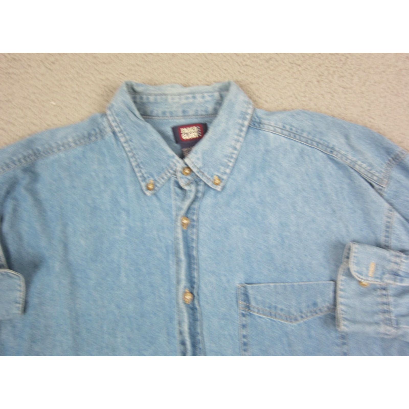 Faded Glory Faded Glory Shirt Mens XL Denim Button-Down Workwear Blue Cotton Long Sleeve Button-Up Vintage 90s Western Size US XL / EU 56 / 4 - 2 Thumbnail