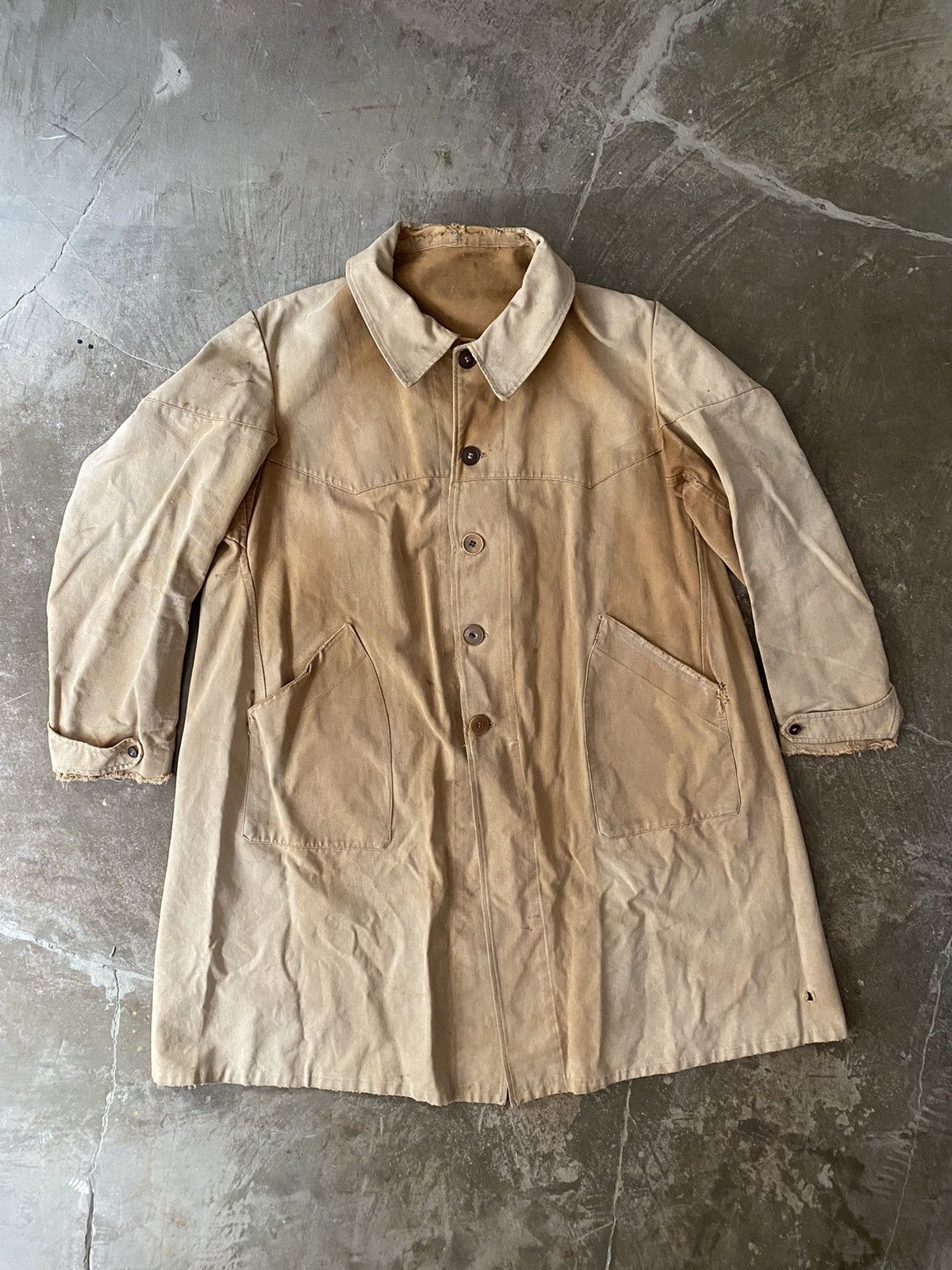 Vintage Vintage 1940s Canvas French Raincoat Hunting Jacket Kapital Size US L / EU 52-54 / 3 - 2 Thumbnail