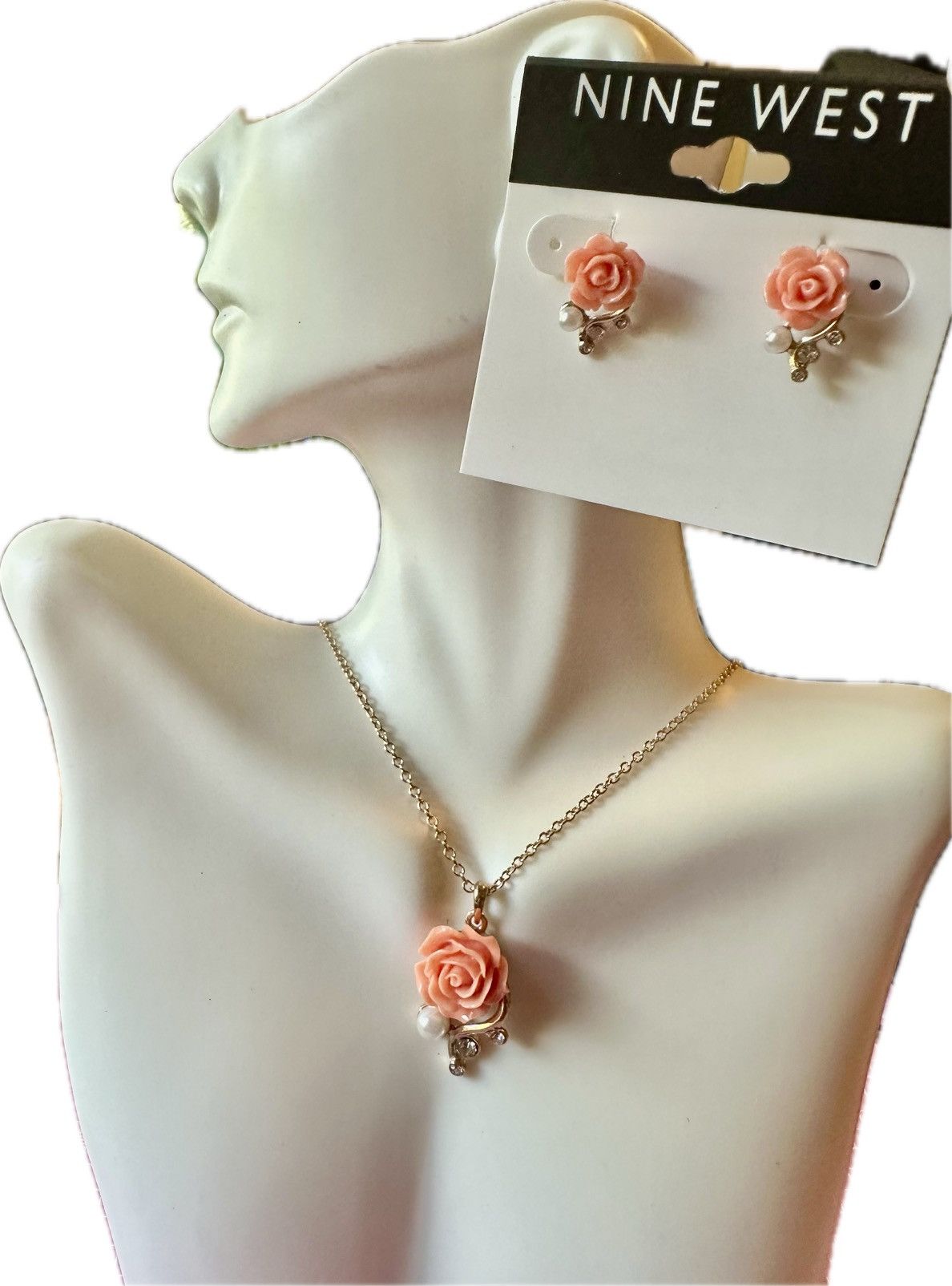 Nine West Nine West 2pc set necklace + earring Flower orange rose Size ONE SIZE - 1 Thumbnail
