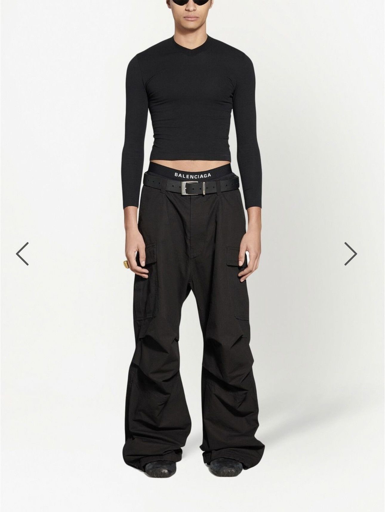 image of Balenciaga Kick Cargo Trousers in Black, Men's (Size 38)