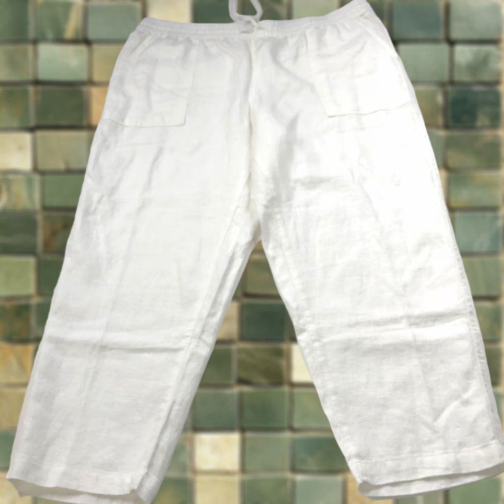 Lands' End Lands' End Pull On 18 Linen High Rise Pants White MINT - 100% Linen, Flat Front, Pockets, Zip, 26 Inseam, 40W 26L, Regular, Womens Size 40" / US 18 - 1 Thumbnail