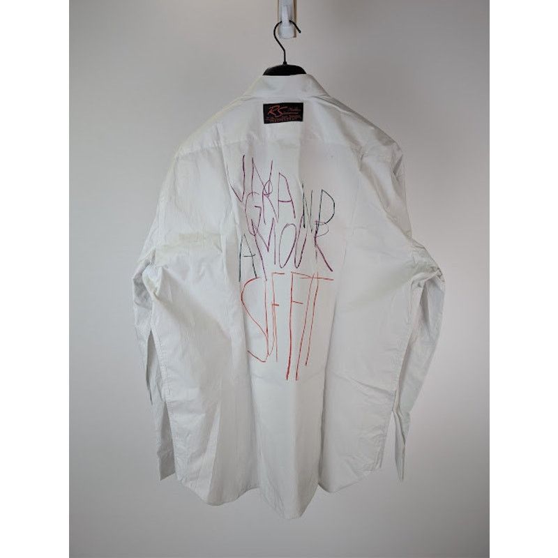 Raf Simons o1rshd1 Long Sleeve Cotton Print Back Button Up Shirt White Size US L / EU 52-54 / 3 - 16 Thumbnail