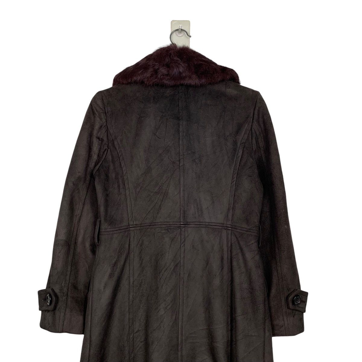 Japanese Brand GARÇON de GRIS Rabbit Fur Neck Long Coat #1734-C77 Size S / US 4 / IT 40 - 9 Thumbnail