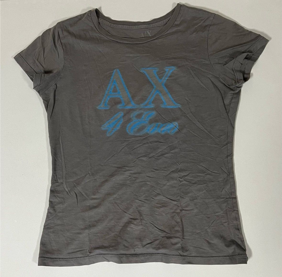 Armani Exchange Armani Exchange Gray Blue Logo Graphic T-Shirt Top Size S 💙🩶 Size S / US 4 / IT 40 - 2 Thumbnail