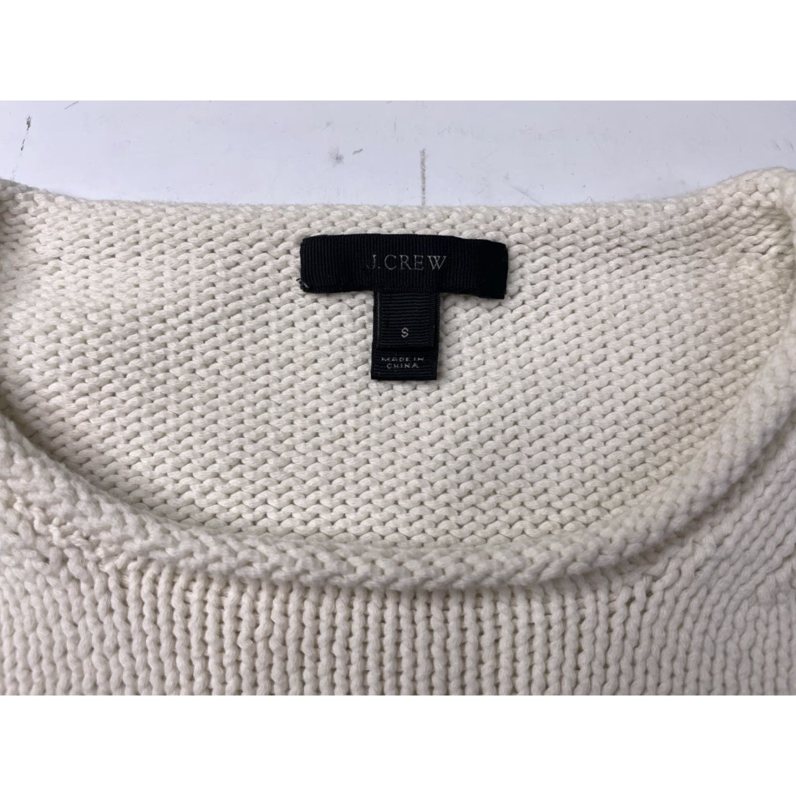J.Crew VINTAGE J.CREW Sweater Striped Rollneck Ivory Navy Blue Size S Women Pullover Chunky-Knit Cotton Knit Long Sleeve Size S / US 4 / IT 40 - 2 Thumbnail