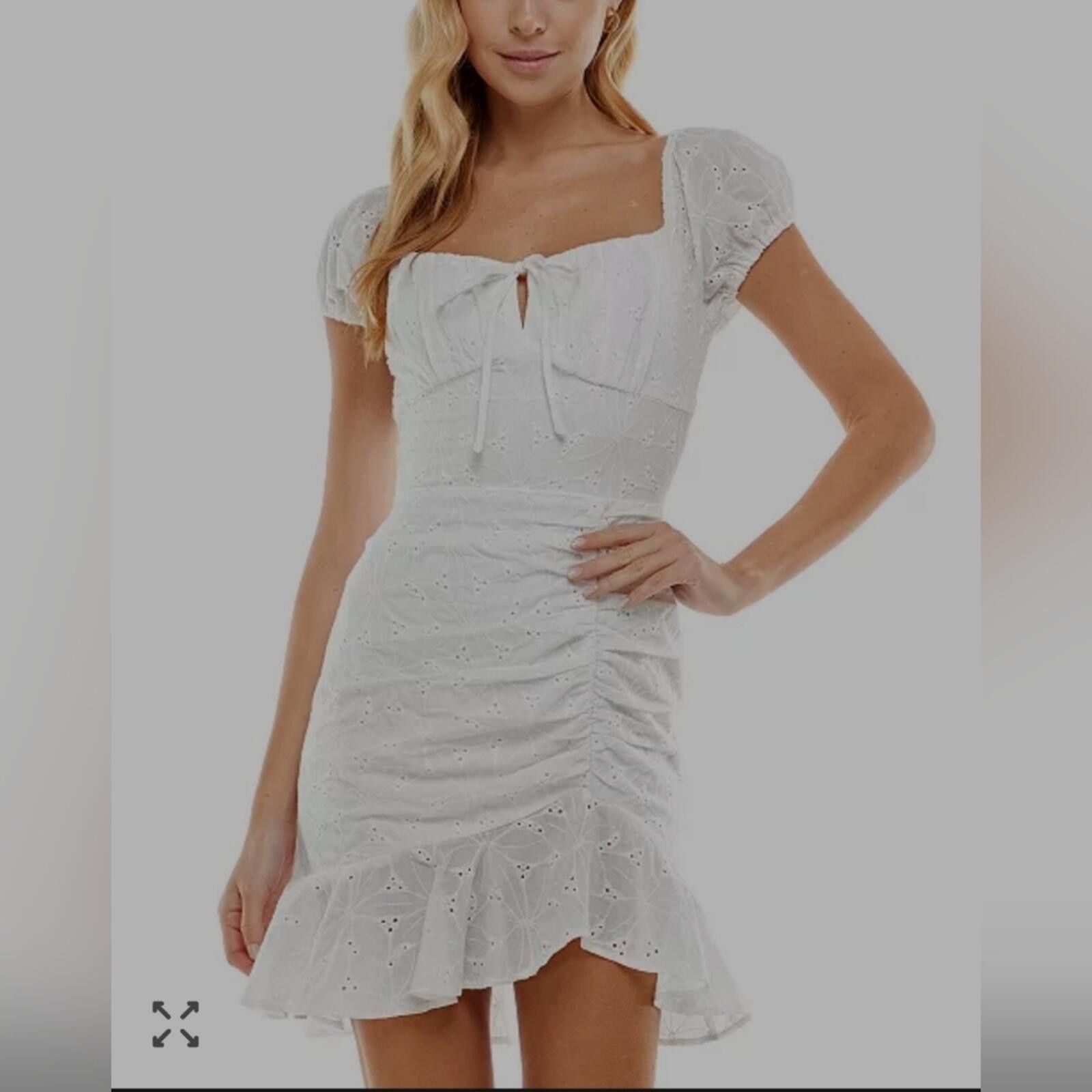 Other City Triangles White Eyelet Mini Dress NWT SZ 19 Cotton Size XL / US 12-14 / IT 48-50 - 1 Thumbnail