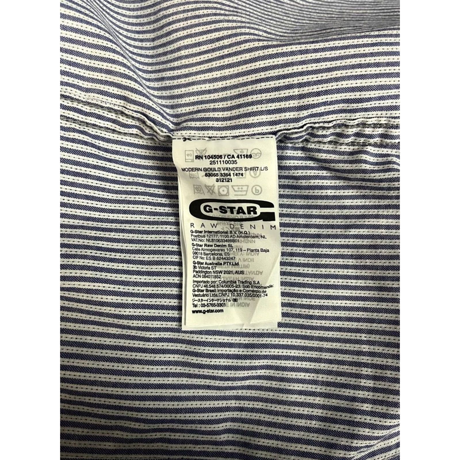 G-Star VINTAGE G-Star Shirt Mens L Blue White Raw Casual Size Striped Long Sleeve Size US L / EU 52-54 / 3 - 5 Thumbnail
