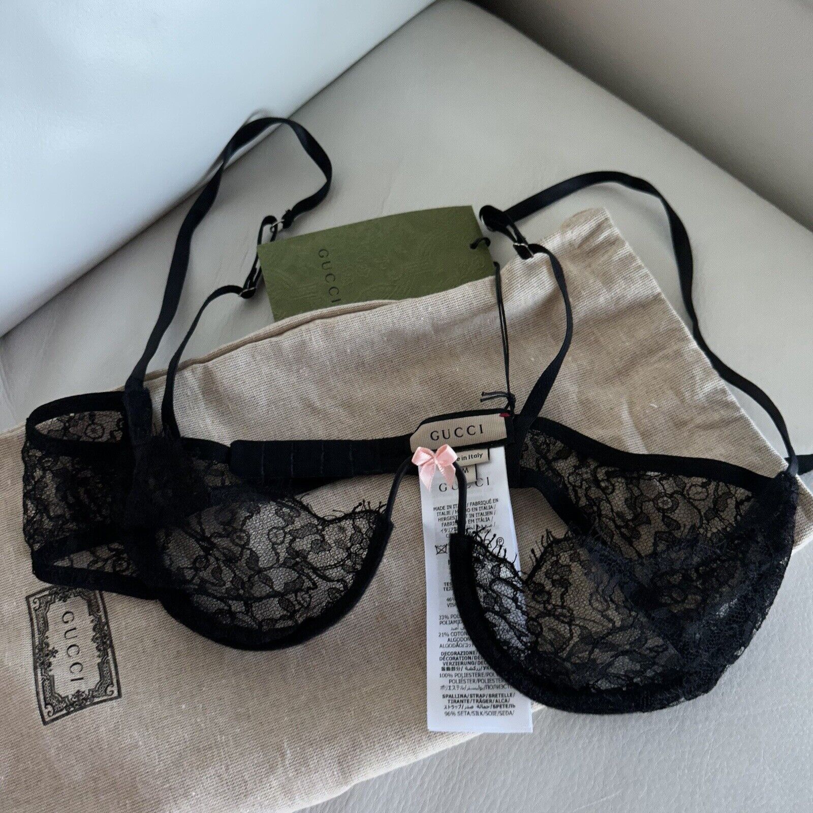 Gucci NWT GUCCI LACE BRA BALCONETTE SZ S Lace Black Size S / US 4 / IT 40 - 6 Thumbnail