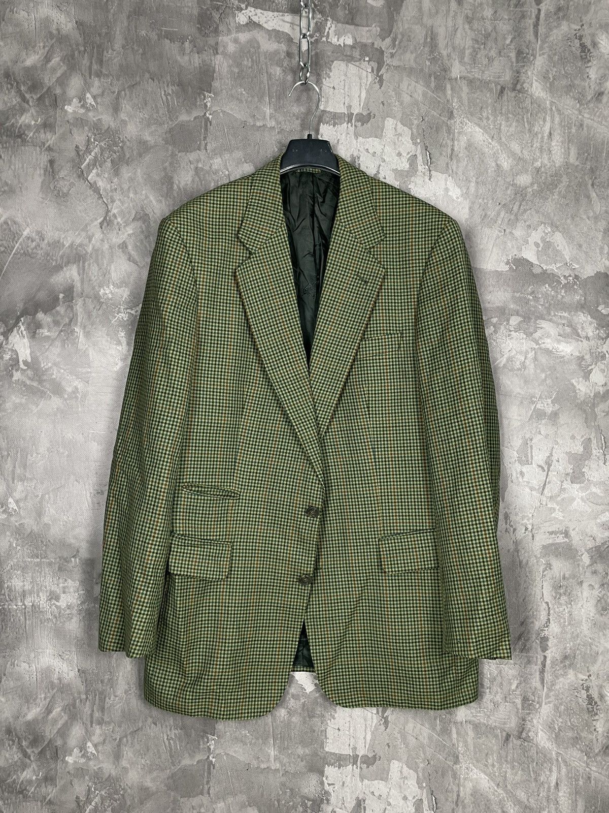 Burberry × Vintage Vintage Burberry Blue Check Wool Blazer Jacket Size 50R - 1 Thumbnail