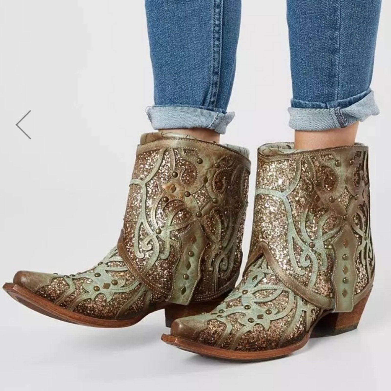 Corral NEW Corral handcrafted leather/sparkles-2 in 1 cowboy boots Size US 6 / IT 36 - 1 Thumbnail