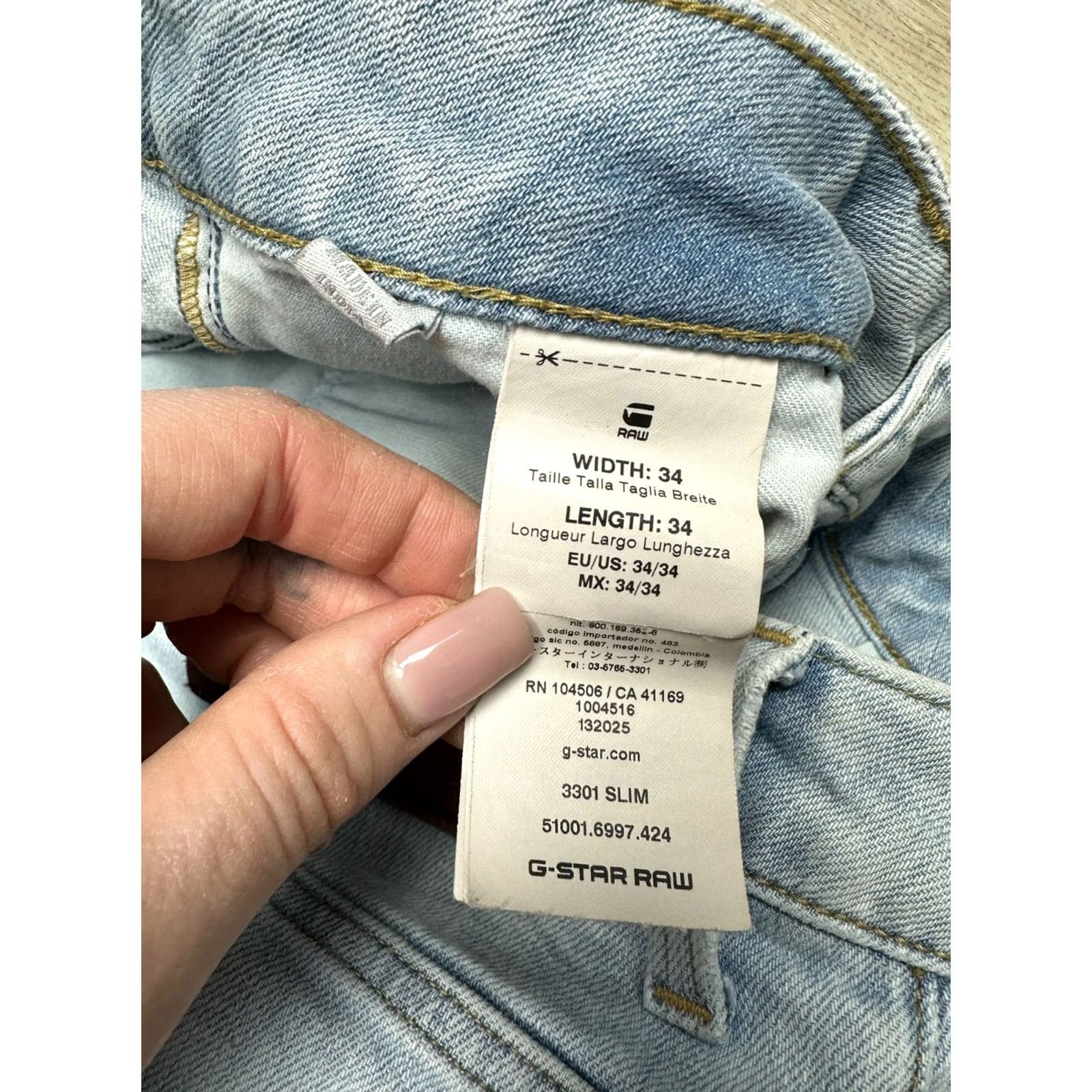 G-Star 3301 Slim Jeans Denim - Size 34 - Blue - G-Star Raw Size US 34 / EU 50 - 4 Thumbnail