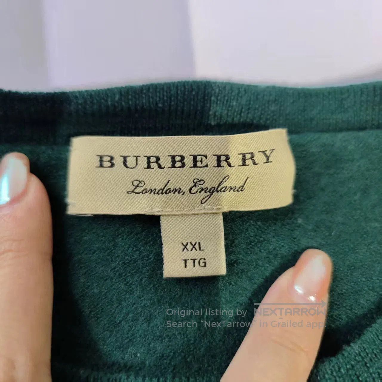 Burberry burberry men's cashmere sweater in green. Size US XXL / EU 58 / 5 - 3 Thumbnail