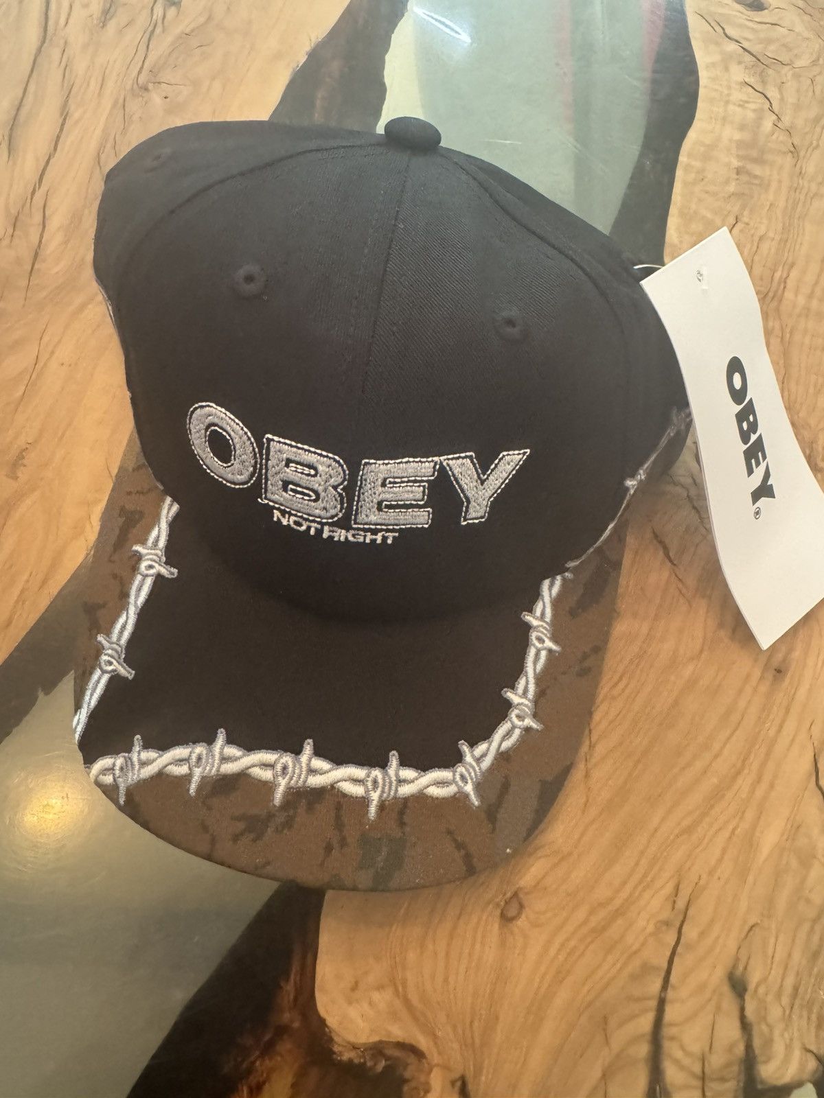 Obey × Shepard Fairey OBEY POSSE ‘Not Right’ Barbed Wire 2-Tone Dad Hat NEW Size ONE SIZE - 1 Thumbnail