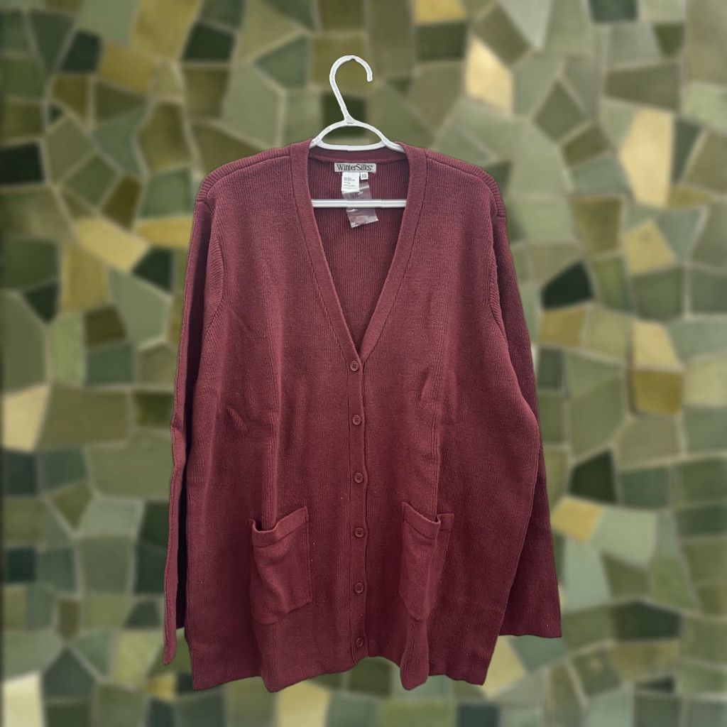 Vintage VINTAGE WinterSilks Womens Sweater Cardigan Size XXL Red Knit Button Up Silk Cotton NWTs Size XXL / US 16-18 / IT 52-54 - 1 Thumbnail